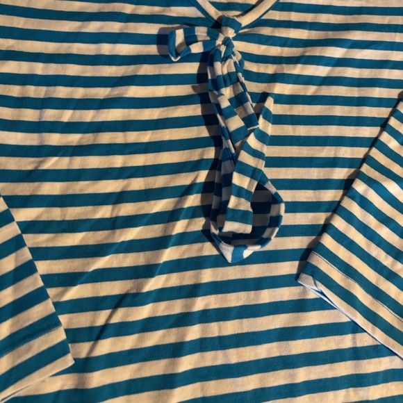 Kohl's Teal and White Striped Shirt - Picture 1 of 3